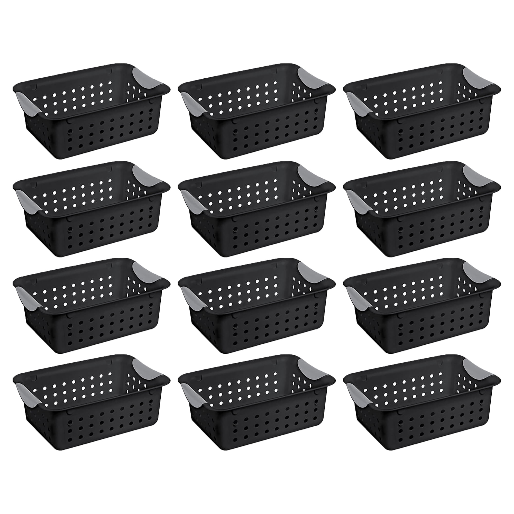 Sterilite Ultra Small Home Organization Storage Basket w/ Holes, Black