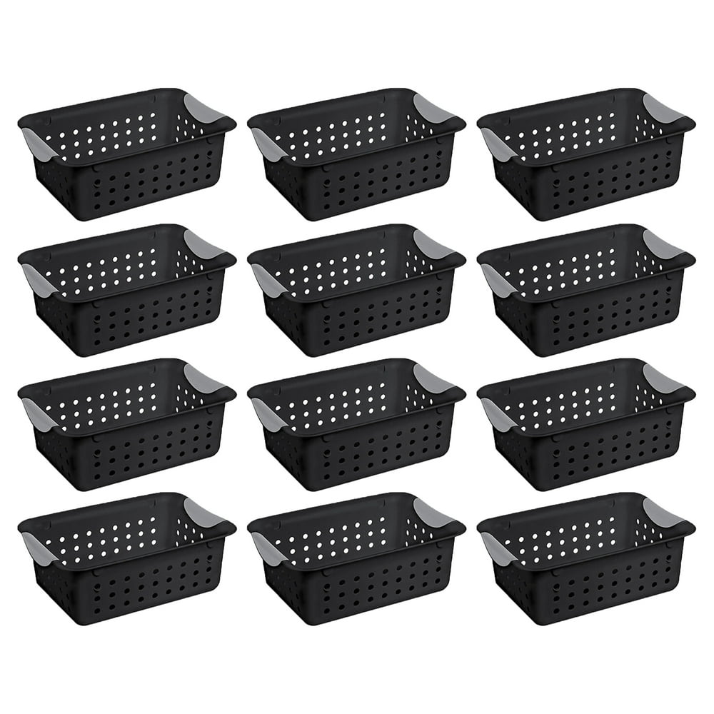 Sterilite Ultra Small Home Organization Storage Basket w/ Holes, Black