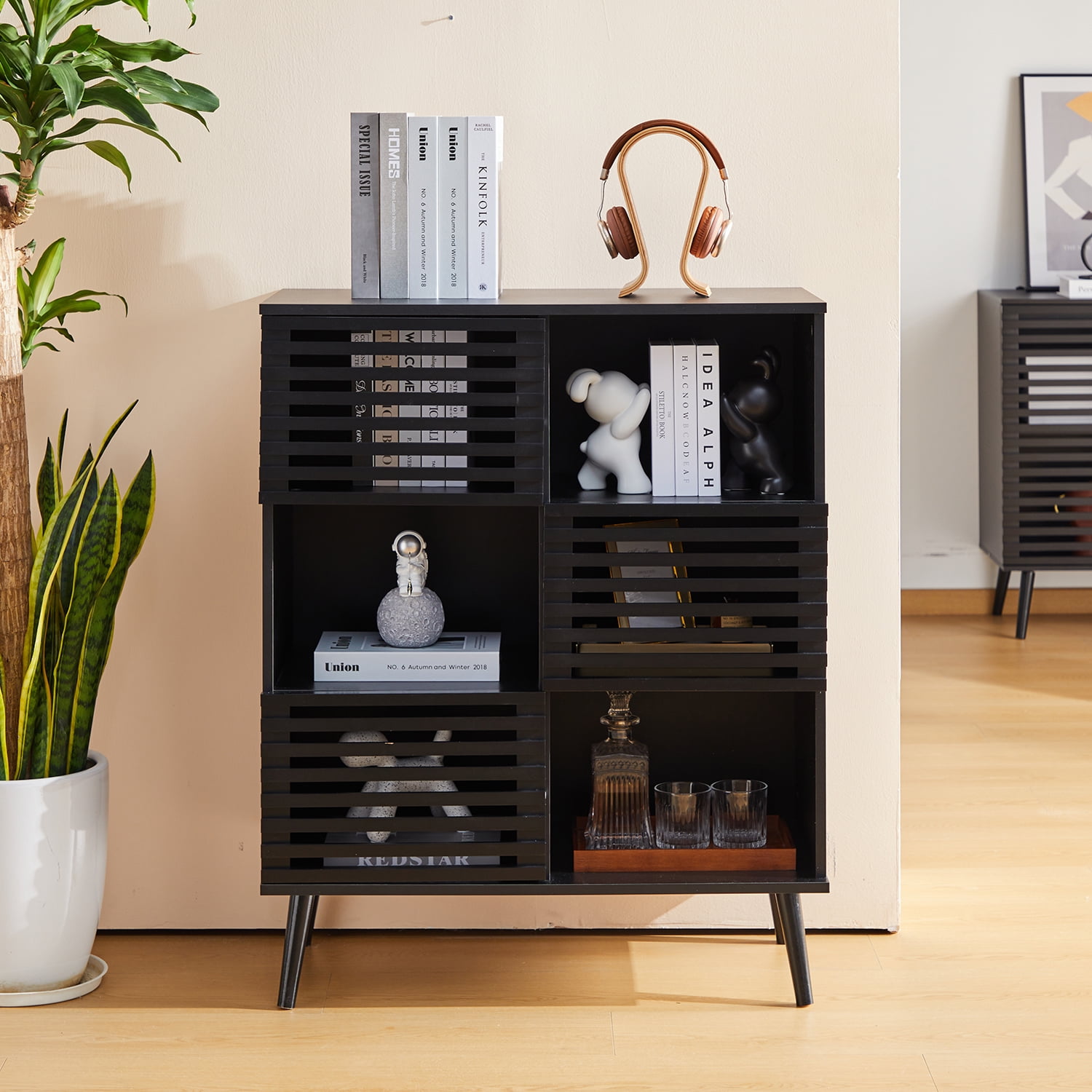 GVN Storage Cabinet, Multipurpose Storage Organizer with Display Shelves and Doors, Accent Storage Cabinets with Hollow Doors, Cube Bookcase for Living Room, Office, Study Room (Black) GVN Storage Cabinet, Multipurpose Storage Organizer with Display Shelves and Doors, Accent Storage Cabinets with Hollow Doors, Cube Bookcase for Living Room, Office, Study Room (Black)