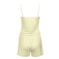 thumbnail image 4 of Womens Pajama Set Suspenders Bow Tank Top Shorts Solid Color Lightweight Pajamas Yellow, 4 of 5