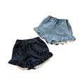 thumbnail image 4 of Likimi Childre Girls Denim Shorts Casual Solid Color Elastic Waistband Fashion Summer Shorts With Pocket Black Size 6-12 Months, 4 of 4