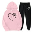 thumbnail image 1 of Gibobby Conjunto de sudadera informal para mujer Sudadera con capucha y pantalones con cuello redondo y manga larga con estampado de corazón de informal para (Rosa,G), 1 of 2