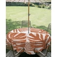 thumbnail image 2 of Outdoor Tablecloth with Umbrella Hole Zipper Terracotta Monstera Round Tablecloth 54" Waterproof Outside Table Cloth Palm Tree Leaf Boho Botanical Tropical Patio Table Cover Tablecloths for Picnic, 2 of 8