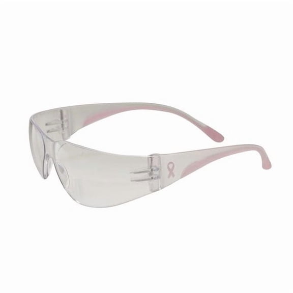 Protective Products 112-250-11-0900 EVA Petite Rimless Safety Glasses with Clear Lens & Anti-Scratch Coating - Clear & Pink
