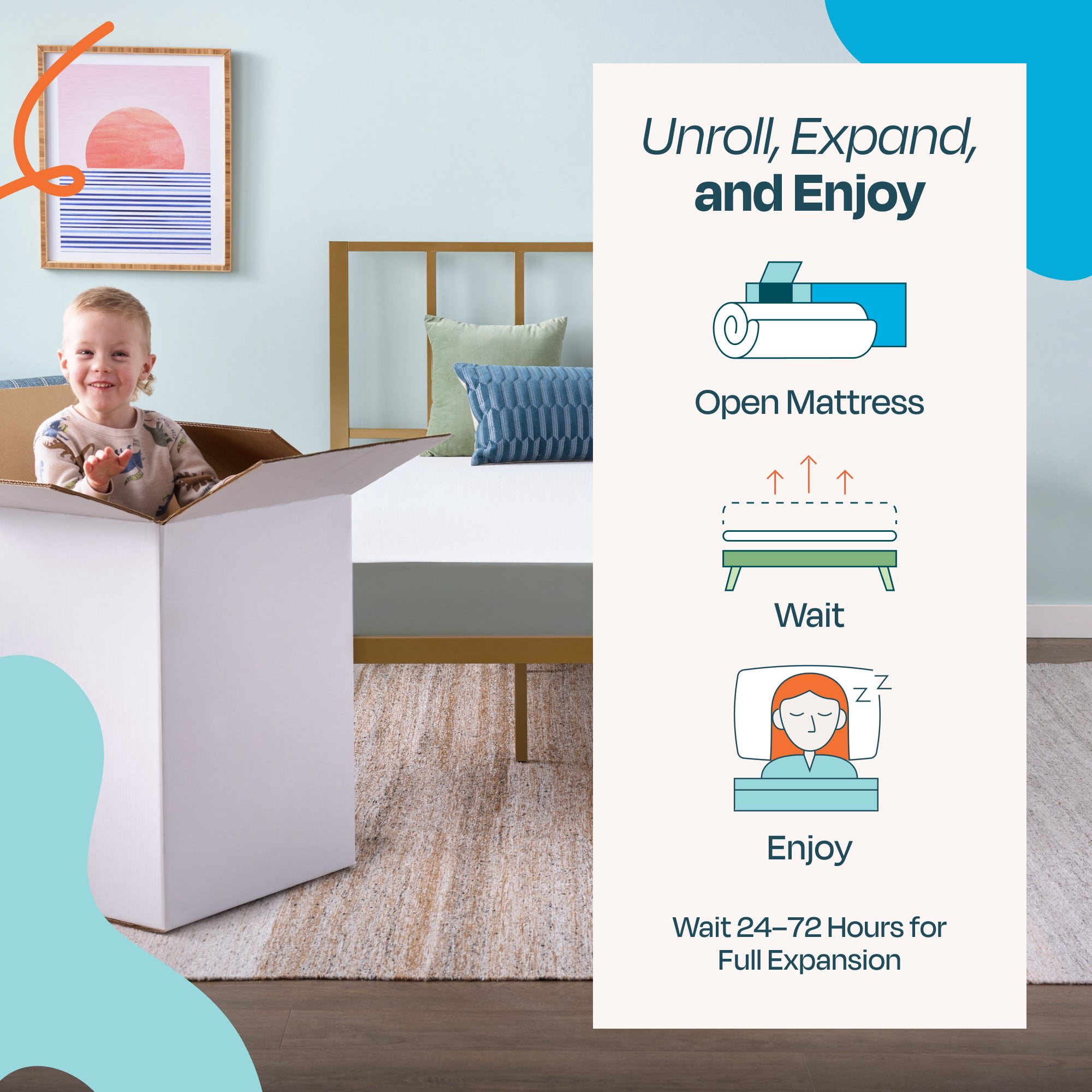 Linenspa Eden 6” Green Tea Memory Foam Mattress with Cooling Gel, Full