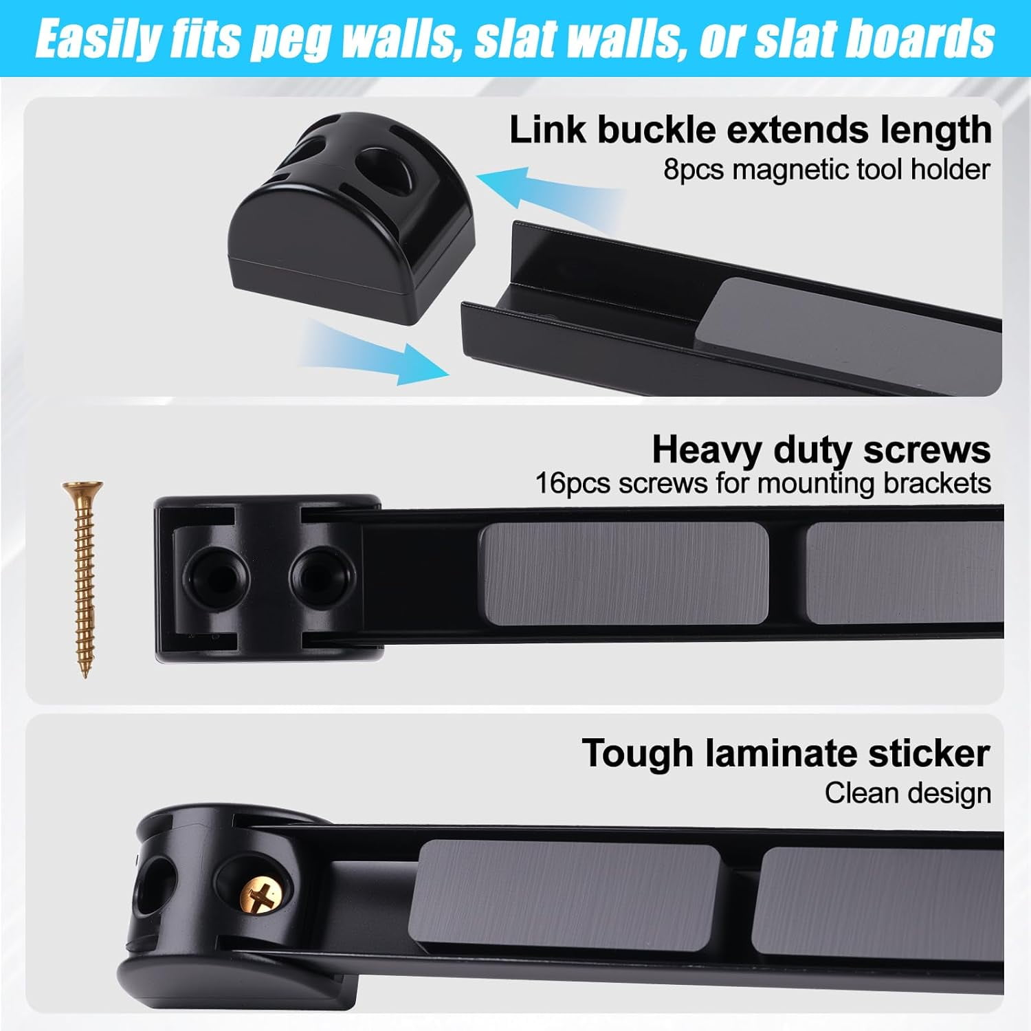 8PCS 18-inch Heavy Duty Magnetic Tool Holder Strips - Strong Magnet Bar for Garage, Workshop, Toolbox Organization & Storage