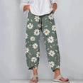 thumbnail image 2 of Staron Summer Pants for Women Wide Leg Capris Casual Loose Comfy Printed Lounge Travel Cropped Pants, Army Green XL, 2 of 5