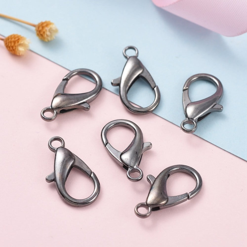 500pcs Zinc Alloy Lobster Claw Clasps Parrot Trigger Clasps Cadmium Free & Nickel Free & Lead Free Gunmetal 21x12mm Hole: 2mm
