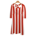 thumbnail image 6 of Red and white stripes Women's 3/4 Sleeve Dresses Elegant A-Line Midi Dress Flare Summer Casual Sundress, 6 of 9