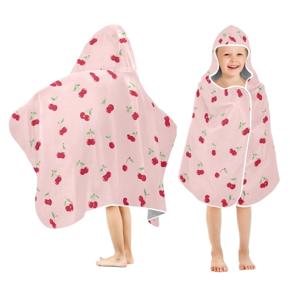 joogoo Cherry Fruits Kids Hooded Beach Towel Baby Bath Towel 23.5"x50"
