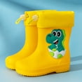 thumbnail image 6 of Zefriona Rain Boots for Boys Girls Elastic Cuff Dinosaur Design Waterproof Slip Resistant Short Top PVC Rain Shoes for Toddlers & Kids Yellow Size 8.5 Toddler, 6 of 10