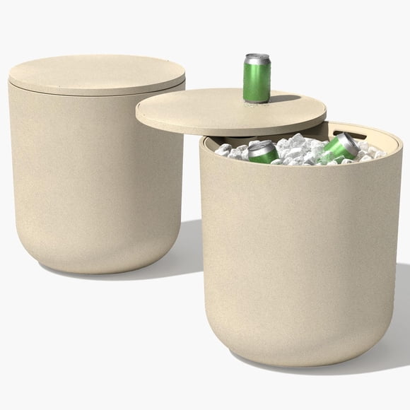 Songqin Kona Cooler Side Table – 2-in-1 Outdoor Patio Side Table w/Cooler | Insulated 40L Capacity | Modern Accent Décor for Hosting, BBQ, Poolside