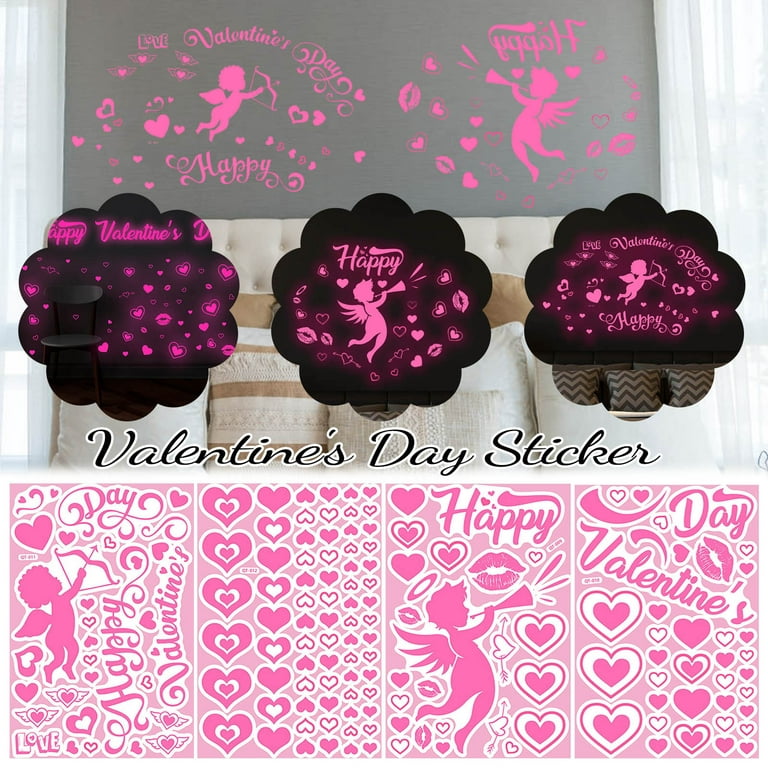 Tarmeek Valentines Day Decorations - Love Heart Luminous Glowing Decoration  Pink Luminous Sticker 20x30cm for Home Wedding Anniversary Birthday Party  Decor Valentines Day Gifts for Women 