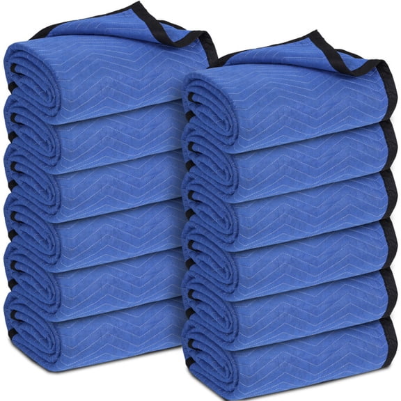 ZENY 12 Heavy Duty Moving Blankets 80" x 72" (65 lb/Dozen) Ultra Thick Packing Blankets for Furniture, Blue