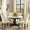 thumbnail image 3 of Acme Nolan Pedestal Round Dining Table, White Marble & Weathered Black. (Chairs Separately) Indoor 54"W x 54"L x 30"H, 3 of 5