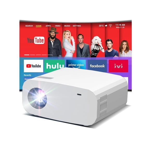 XENPONAD Mini Projector with WiFi and Bluetooth, 1080P Supported Smart Projector with Built in Apps, Outdoor Movie Projector 150"