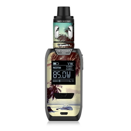 - Skin Decal for Vaporesso Revenger MINI Vape / Palm Trees Vintage Beach island