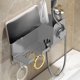thumbnail image 4 of Soporte de pared para secador de pelo de baño sin taladro, multifuncional, grueso, para ahorrar espacio, con gancho y soporte para teléfono, estante de almacenamiento de plástico., 4 of 6