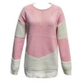 thumbnail image 5 of cfhntfmh Womens Crochet Sweater Crewneck Long Sleeve Pullover Color Block Oversized Ribbed Sweaters Fashion Tops for Women（Pink,X-Large), 5 of 6