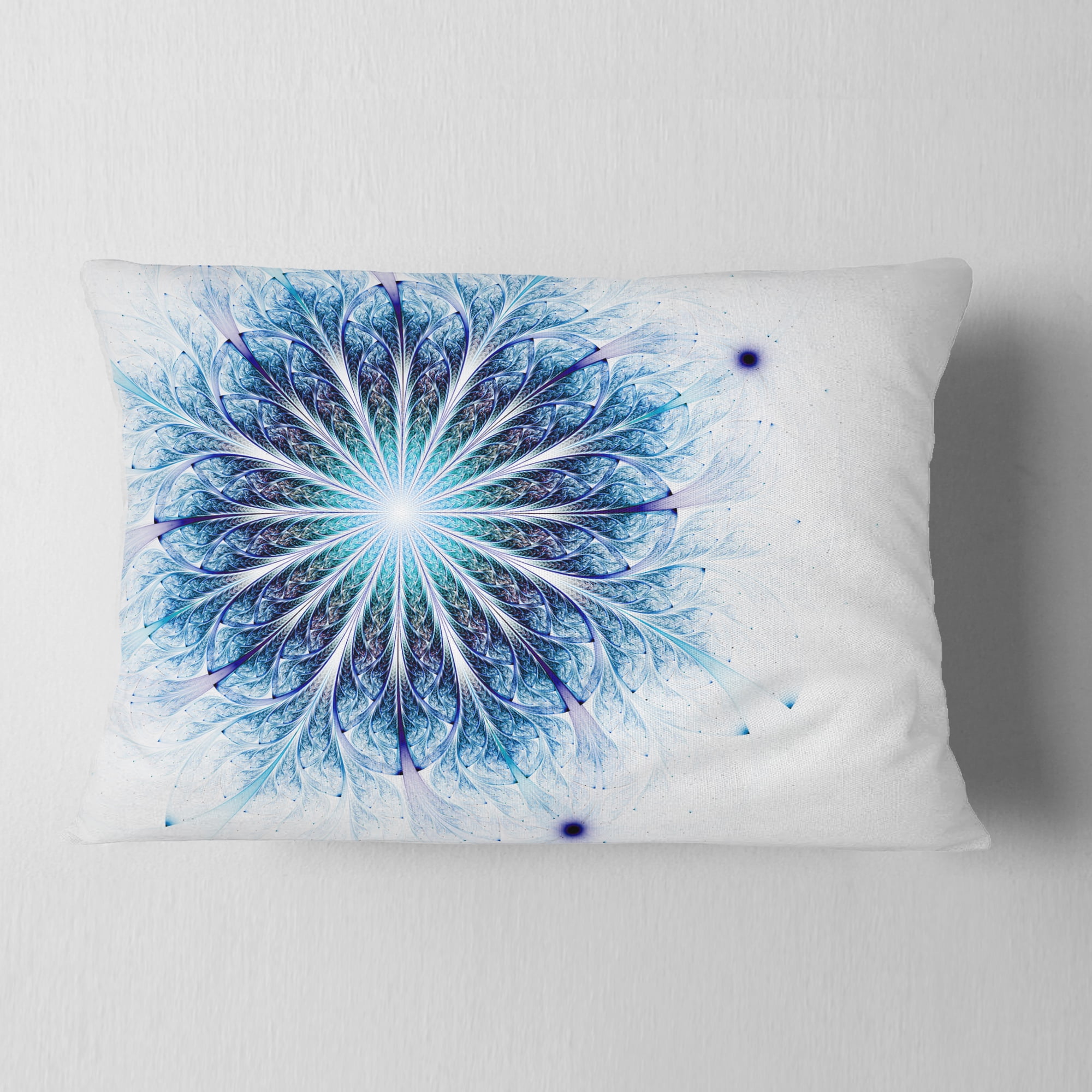 Designart 12" x 20" Blue Polyester Throw Pillow