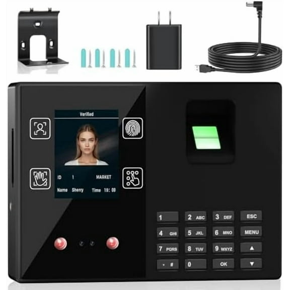 Time Clocks for Employees Small Business, Face   Fingerprint   Palm   PIN, Clock in and Out Machine for Employees, No Monthly Fee No Software Required