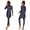 Dark Blue, variant on IBTOM CASTLE Women Muslim Swimsuits Modest Burkini Swimwear Islamic Long Sleeve Full Cover Swim Top Leggings Pants ​Bathing Suits M Black Flower
