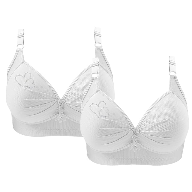 Bras for Women, 2PCS Womans Printing Gathered Together Large Size Daily Bra Underwear No Rims