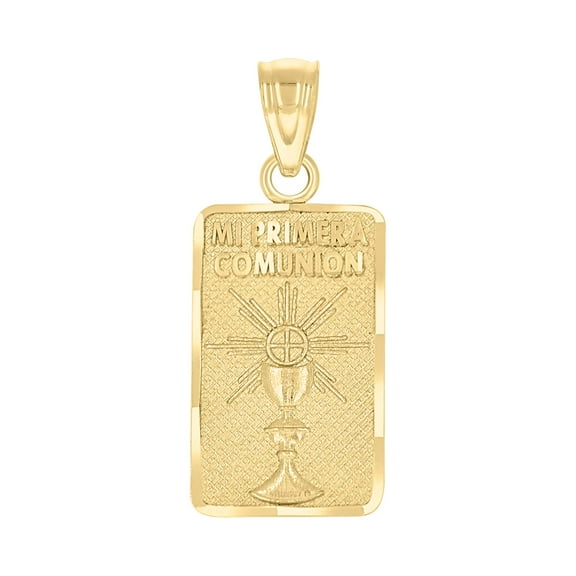 10kt Real Yellow Gold Mens Diamond-Cut Mi Primera Communion Charm Pendant