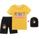 thumbnail image 1 of Conjunto de tres piezas de juego Roblox, periféricos, trajes casuales bidimensionales, camisetas y pantalones cortos para niños y niñas + sombreros, 1 of 4
