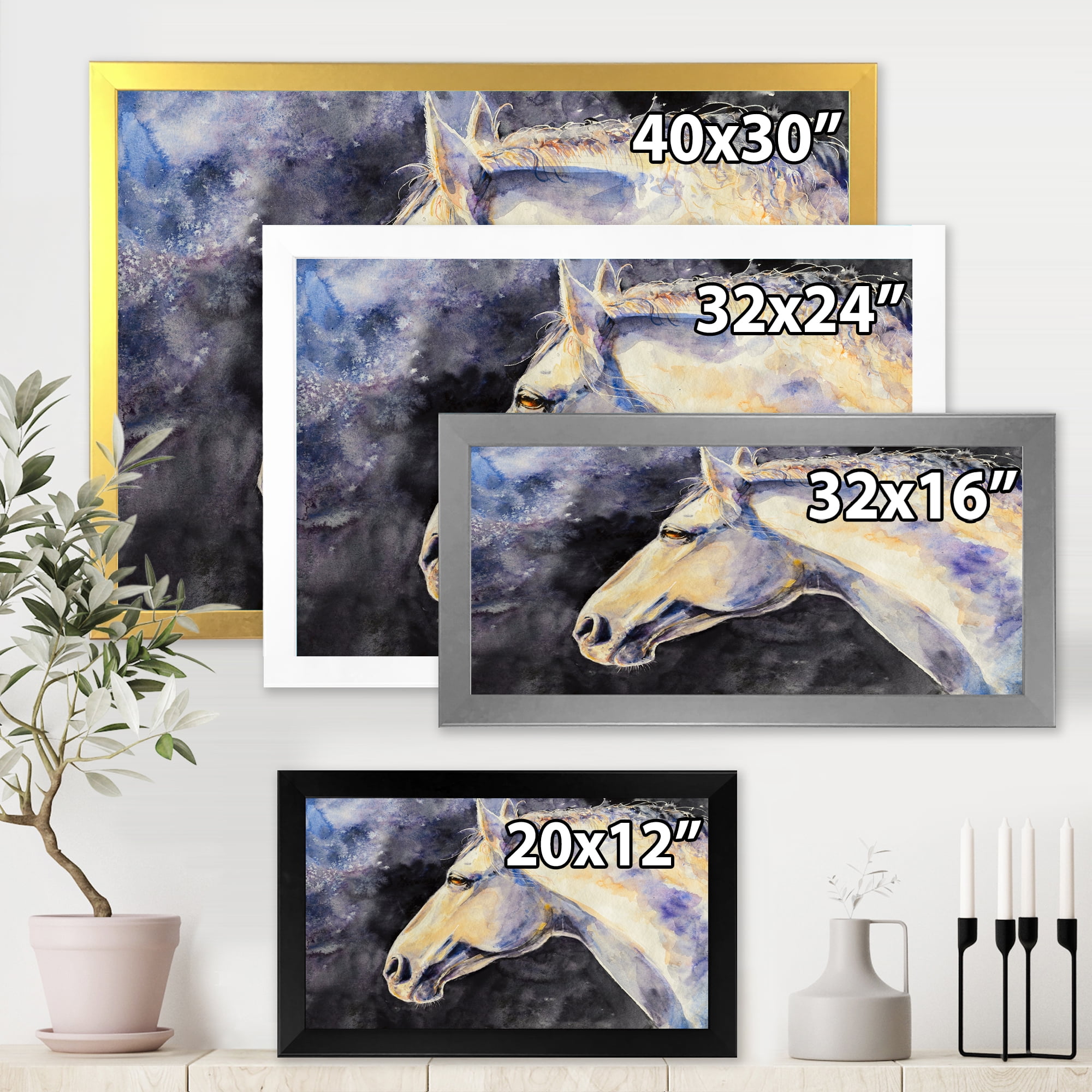 Designart 'Close Up Of The Head of A Lipizzan Horse' Farmhouse Framed Art Print