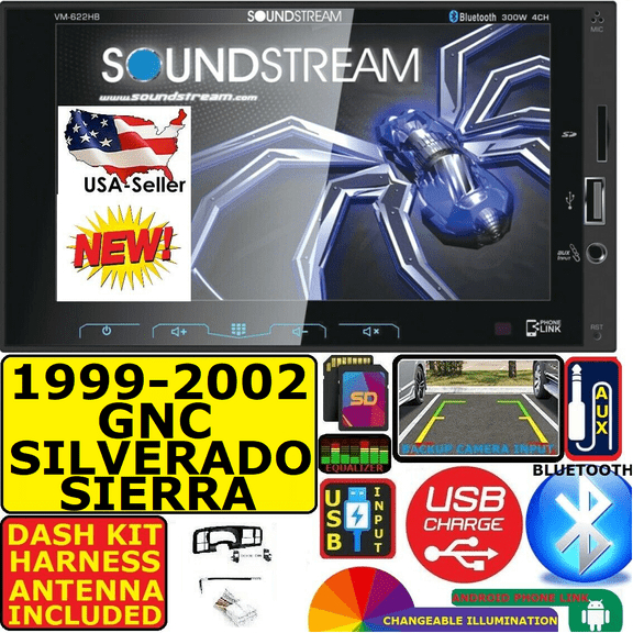 99- SILVERADO SIERRA TOUCHSCREEN BLUETOOTH USB SD AUX CAR STEREO RADIO PACKAGE