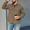 thumbnail image 5 of Handshe Men's Retro Plaid Button-Down Shirt, Long Sleeve Casual Shirt with Chest Pocket, Vintage Style Outdoor Daily Wear Shirts for Men,Plus Size, 5 of 7