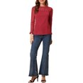 thumbnail image 2 of INSPIRE CHIC Blouses Décontractées pour Femmes à Col Rond en Dentelle Florale à Manches Longues en Chiffon Hauts TG Rouge, 2 of 6