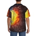 thumbnail image 3 of Pofeuu Tennis Ball On Fire And Water Print Mens Casual Short Sleeve Shirts Beach Summer Spread Collar Pocket Tops Men's Casual Short-sleeved Shirt-Small, 3 of 5
