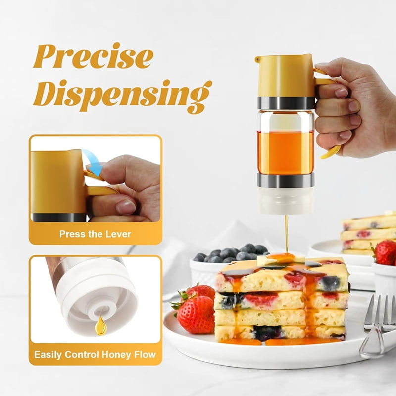 2Pcs 10OZ/300ml Honey Dispenser No Drip - Syrup Pump for Coffee, Mini Jars Coffee
