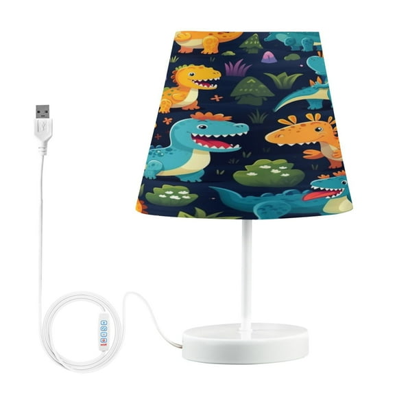 Ryvnso LED Bedside Table Lamp Dinosaurs Plants Cartoon Bedroom Desk Lamps Nightstand Lampshade M