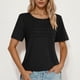thumbnail image 3 of Camisas de Cuello de Tripulación de Manga Corta para las Mujeres Plisado Mangas de Ruffle, Cuello Redondo Casual Primavera Y Blusa de Verano, 3 of 6