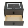 thumbnail image 4 of Dark Grey Smart Nightstands with Fingerprint Lock Drawer, Wireless Charging Station, USB Port, Nightstand with 3 Color LED Lights and Speaker, Modern Wooden End Side Table 2 Drawers, 4 of 16