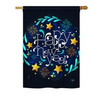 Breeze Decor BD-NE-H-116013-IP-BO-D-US18-BD H116013-BO New Year Vibes Winter Impressions Decorative Vertical 28 x 40 in. Double Sided House Flag