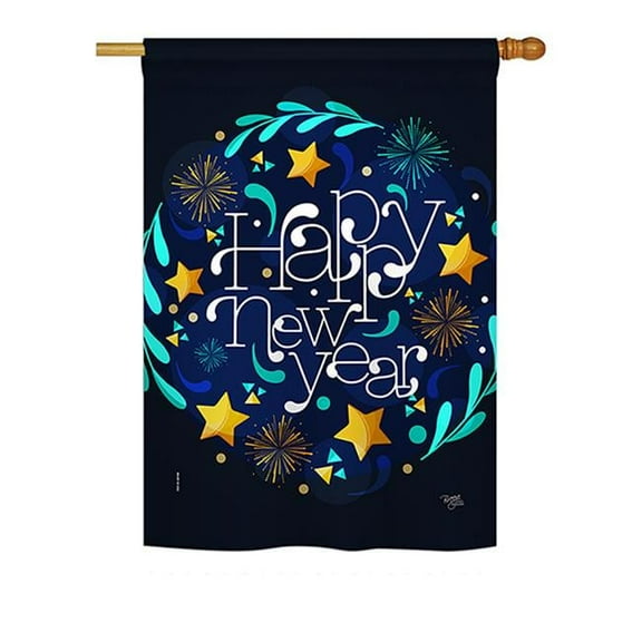 Breeze Decor BD-NE-H-116013-IP-BO-D-US18-BD H116013-BO New Year Vibes Winter Impressions Decorative Vertical 28 x 40 in. Double Sided House Flag