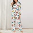 thumbnail image 6 of Rateoe Dinosaur Pattern Womens Pajamas Set Long Sleeve Sleepwear Button Down Nightwear Soft Cotton Pj Lounge Sets, 6 of 9