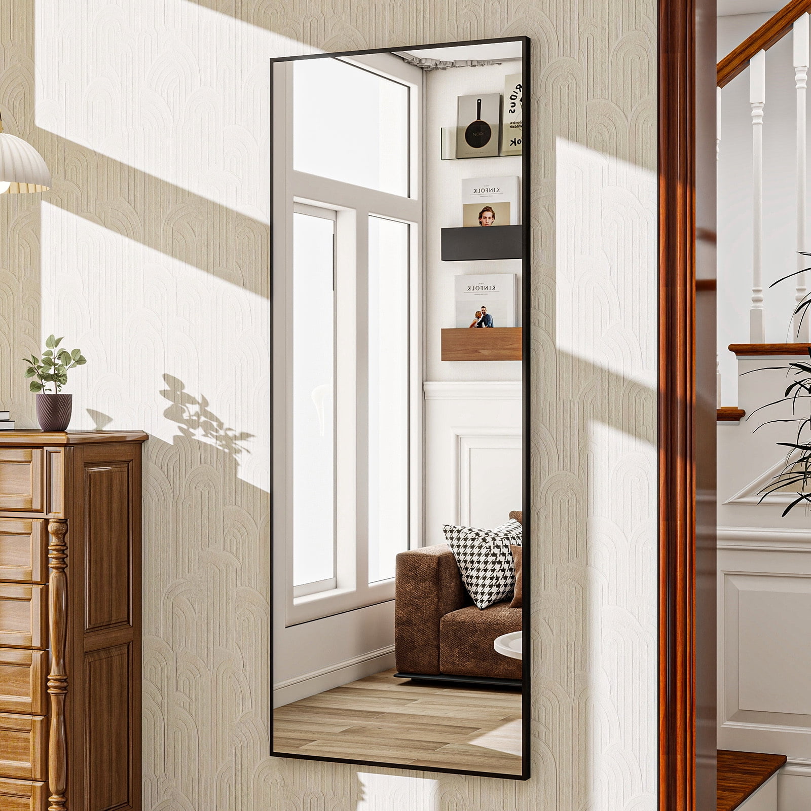 Lumora 64"x21" Full Length Mirror Rectangle Floor Mirror Wall-Mounted Leaning Mirror, Black