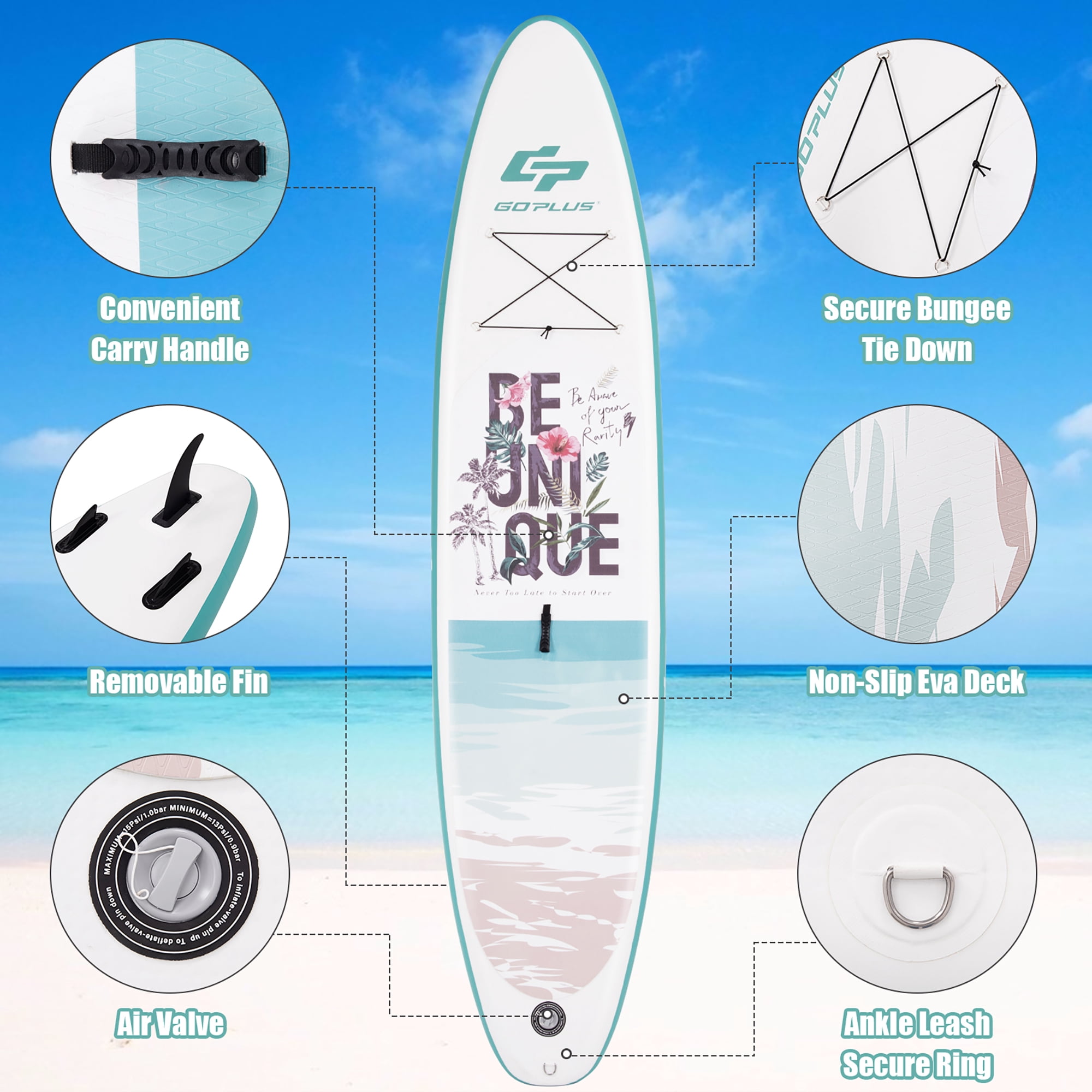 Goplus 10.5' Inflatable Stand Up Paddle Board Surfboard W/ Aluminum Paddle Pump Green