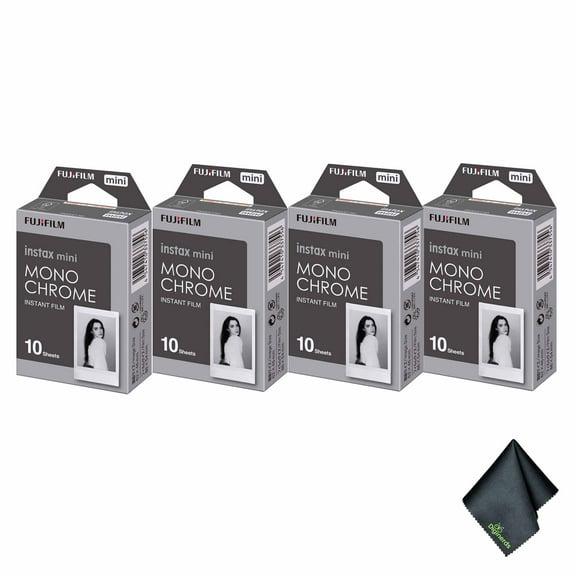 FUJIFILM INSTAX MINI Monochrome Instant Film (40 Exposures)   Microfiber Cleaning Cloth