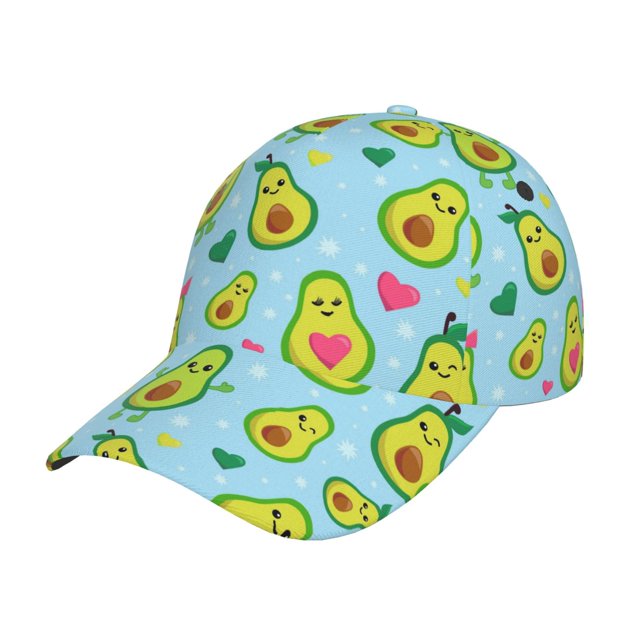 Balery Cartoon Avocado Gorra de béisbol de tamaño ajustable para correr, entrenar y actividades al aire libre. Gorra de papá para todas las estaciones.