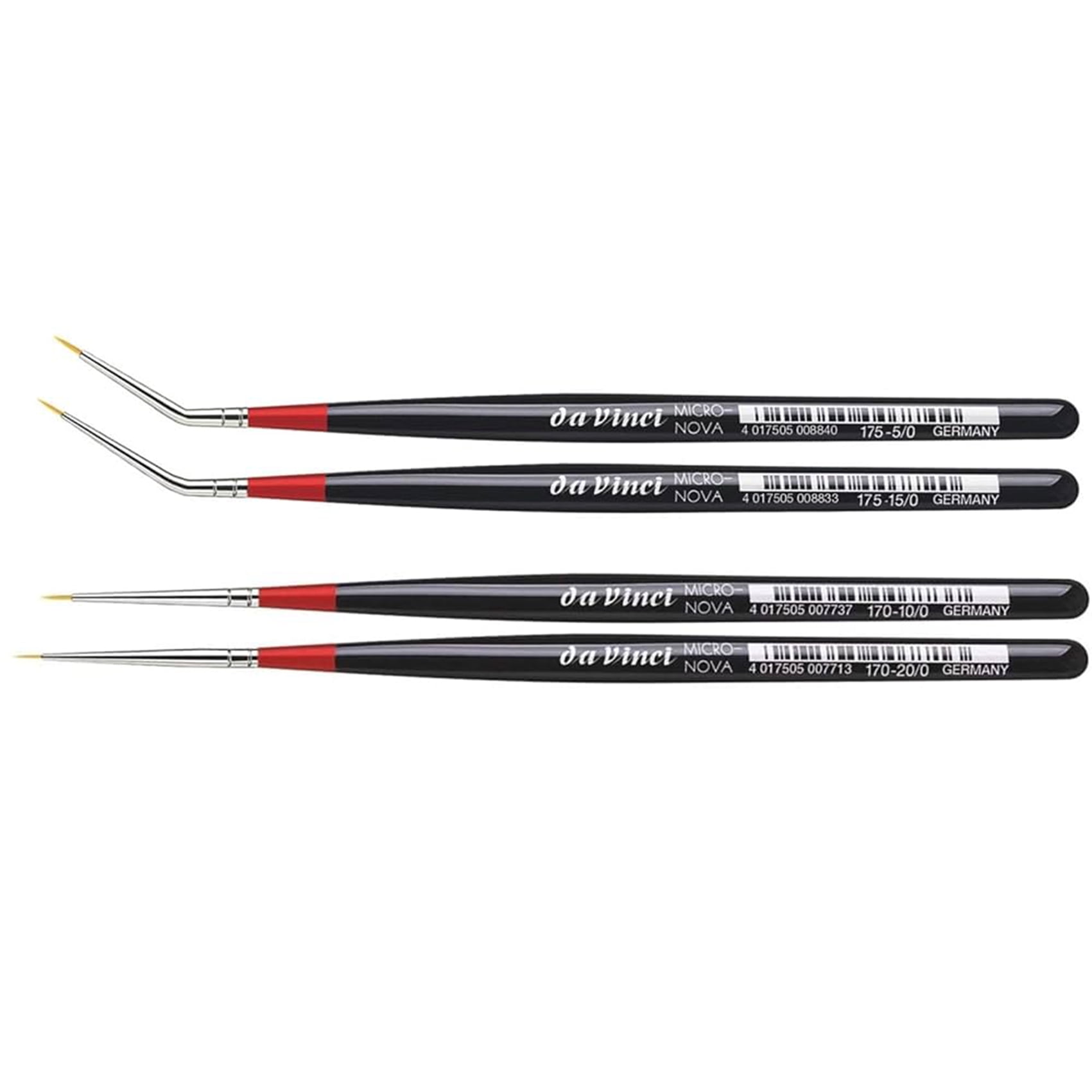 da Vinci MICRO-NOVA Miniature Brushes, Synthetic, Acrylic & Oil, Round, Assorted, 4 Brush Set