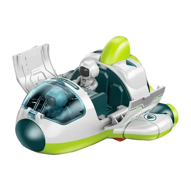 Children Puzzle Space Toy Car Simulation Model Astronaut Rocket Spaceship Series Toy Car for Boys Gift ship green