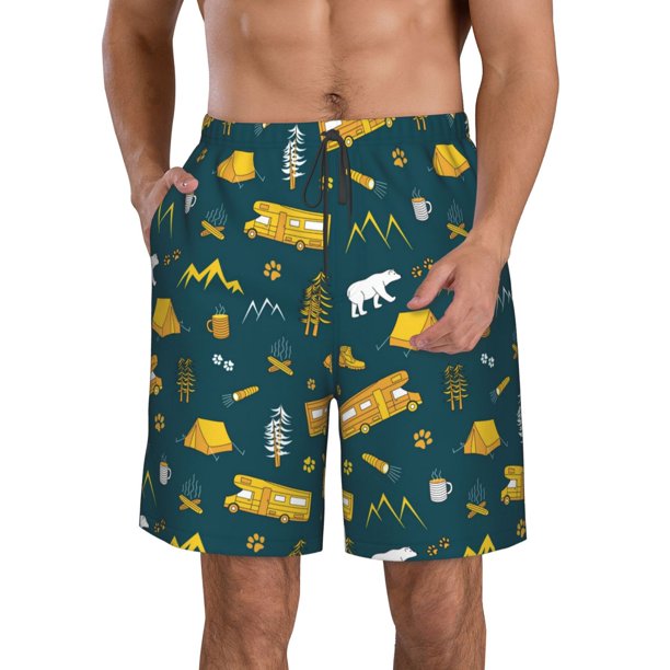 Fotbe Camping Trajes de Baño Estampados para Hombre, Shorts de Verano de Secado Rápido, Ropa de Playa, Bañadores-Small
