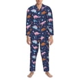 thumbnail image 3 of Naloa Dinosaur Men’s Pajamas Set - Long Sleeve Button Down Sleep Shirt and Pajama Bottoms Sleepwear Set-Small, 3 of 7