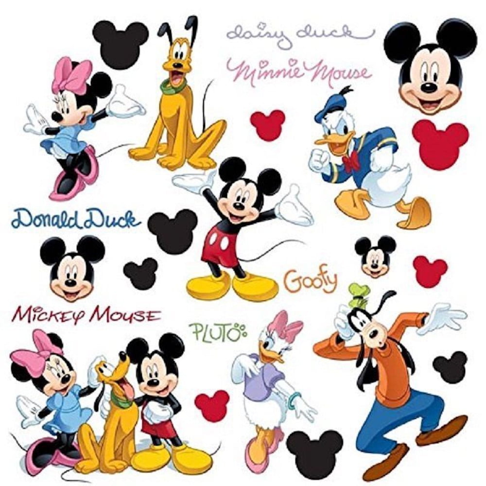 Huge Set of 60 Mickey Mouse & Friends Disney Wall Decals - Includes Mickey  Minnie Pluto Donald Goofy Daisy Kids Room Peel & Stick Stickers - 2 packs  of 30 each 